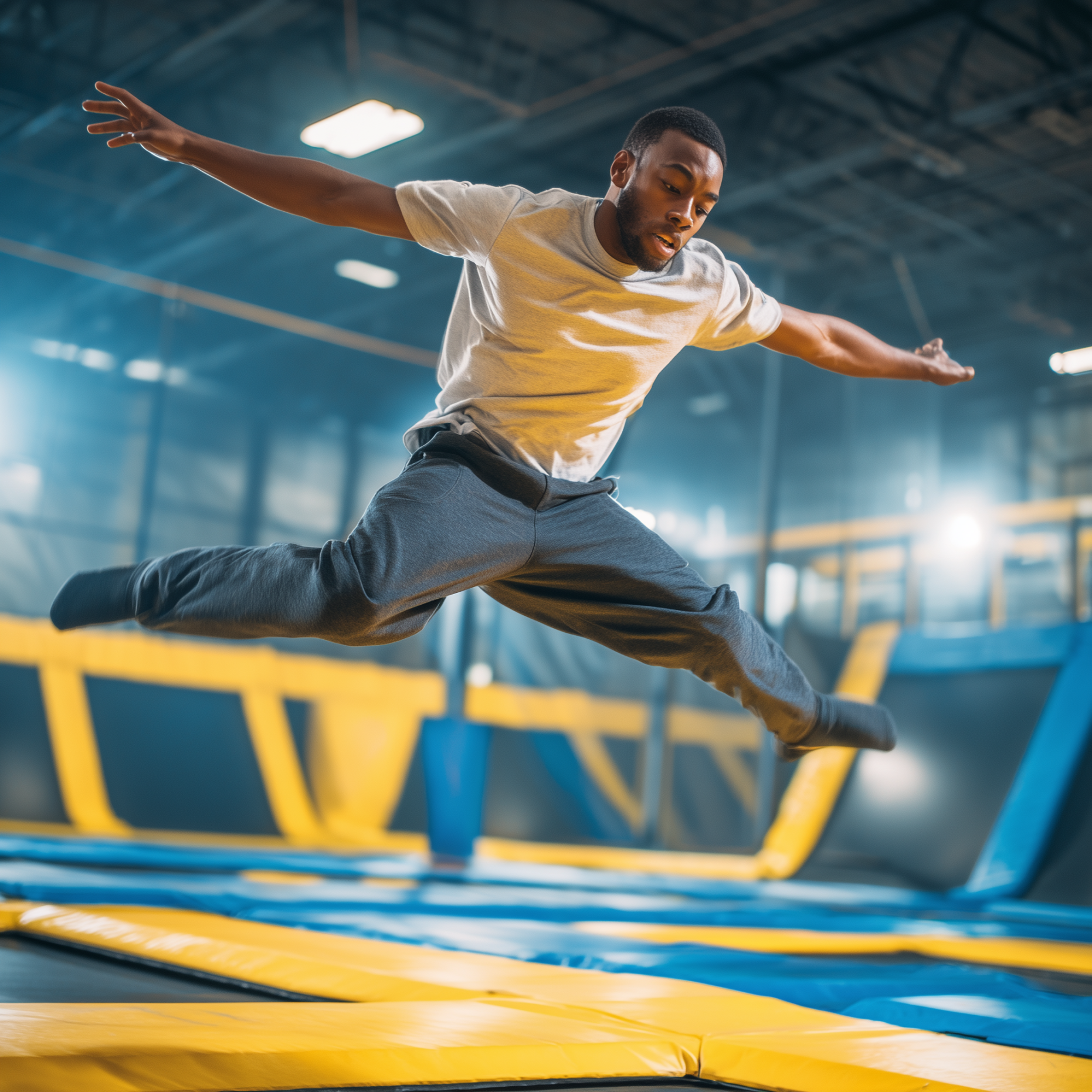 trampoline arena homme qui saute