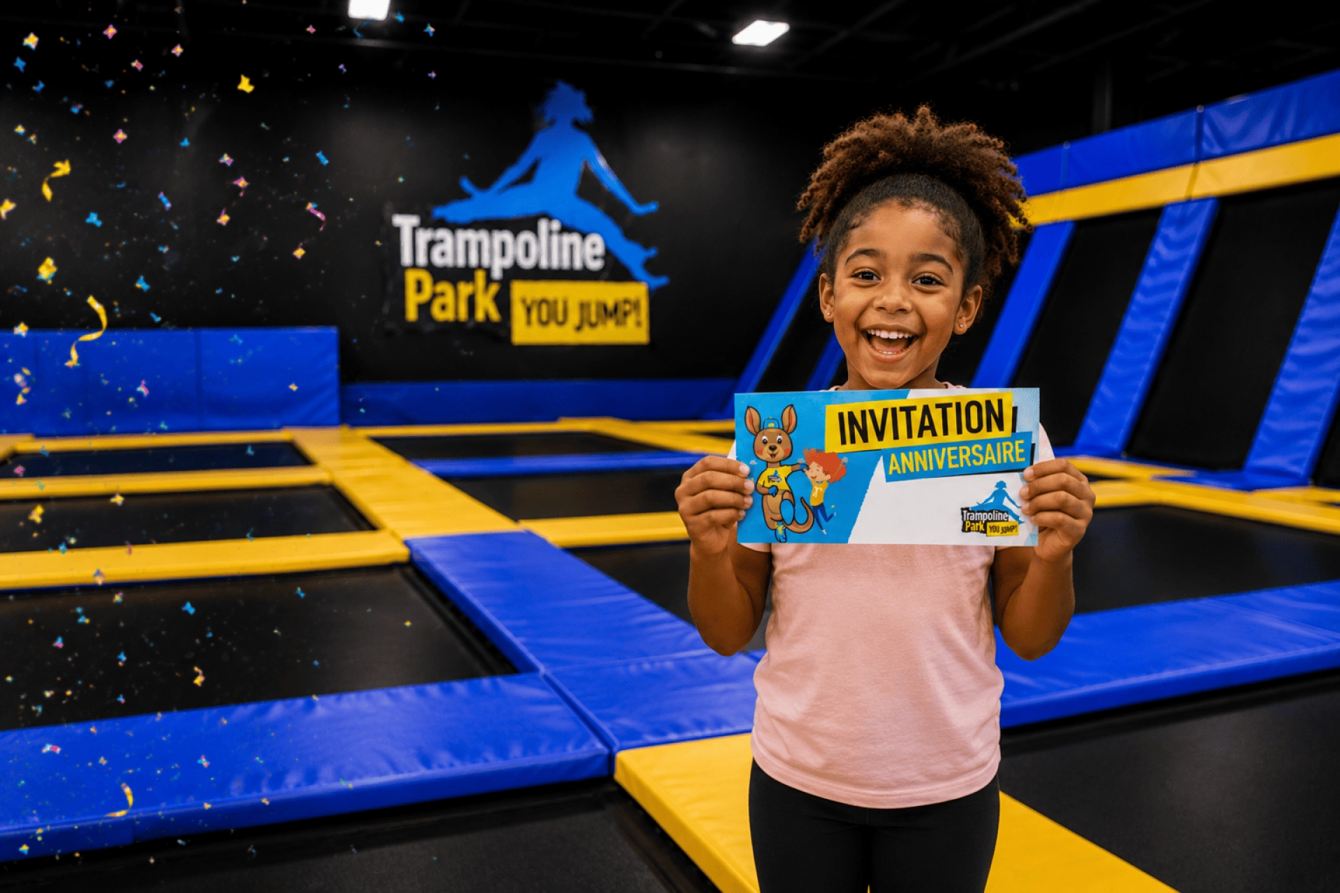 carton invitation anniversaire enfant trampoline park