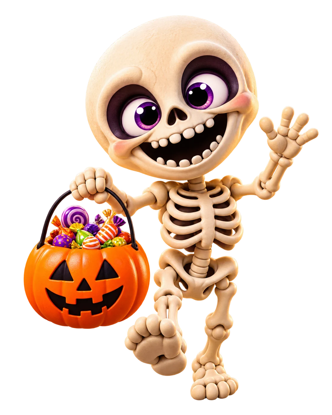 Squelette Halloween Kids Party avec panier de bonbons
