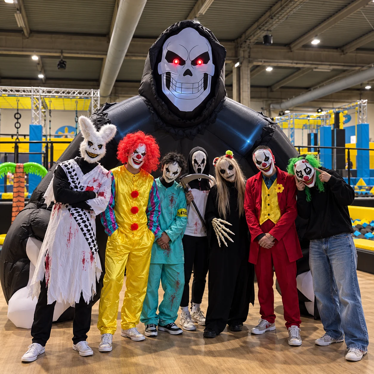 Ambiance d'arrivée pendant Halloween au Trampoline Park