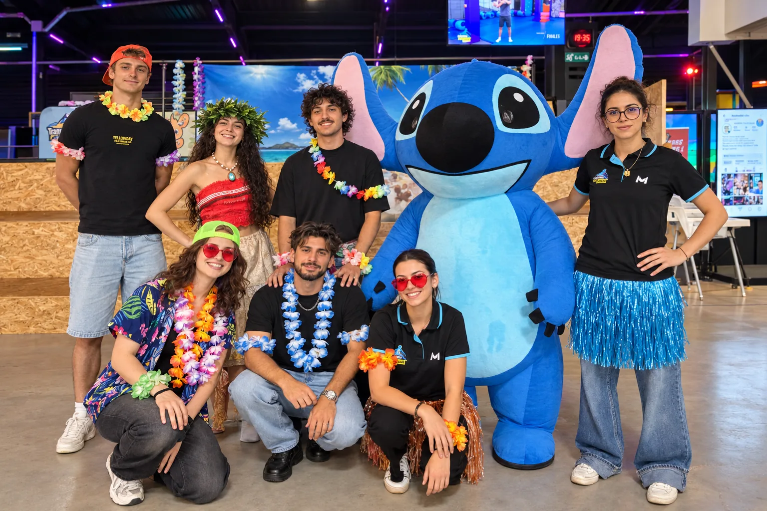 soiree stitch trampoline park equipe animation tropicale