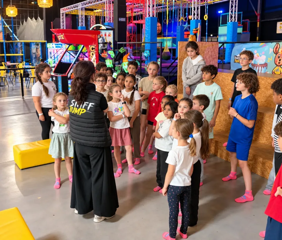 L'équipe qui encadre les enfants au Trampoline Park Caen